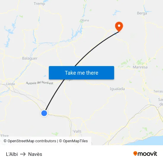 L'Albi to Navès map