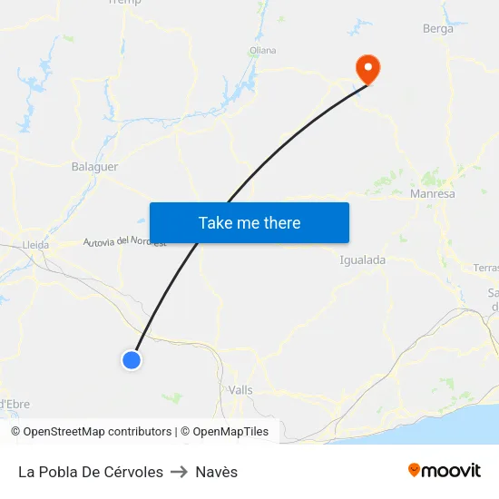 La Pobla De Cérvoles to Navès map