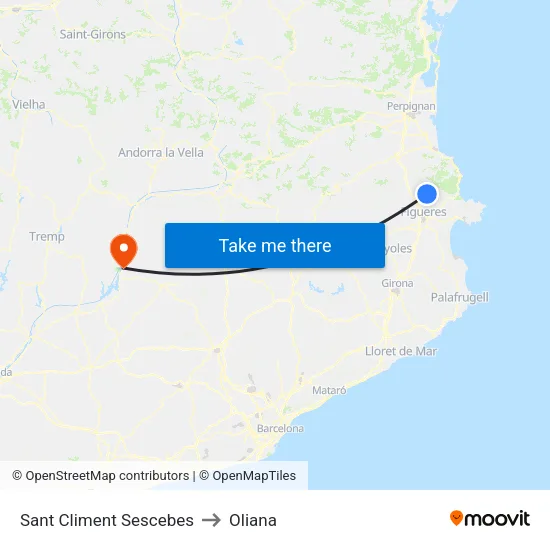Sant Climent Sescebes to Oliana map