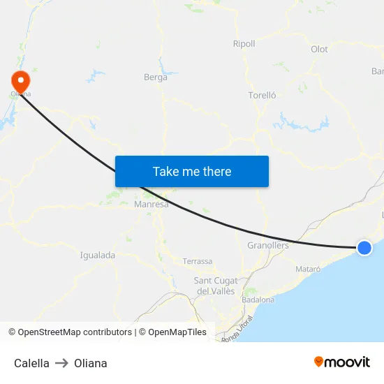Calella to Oliana map
