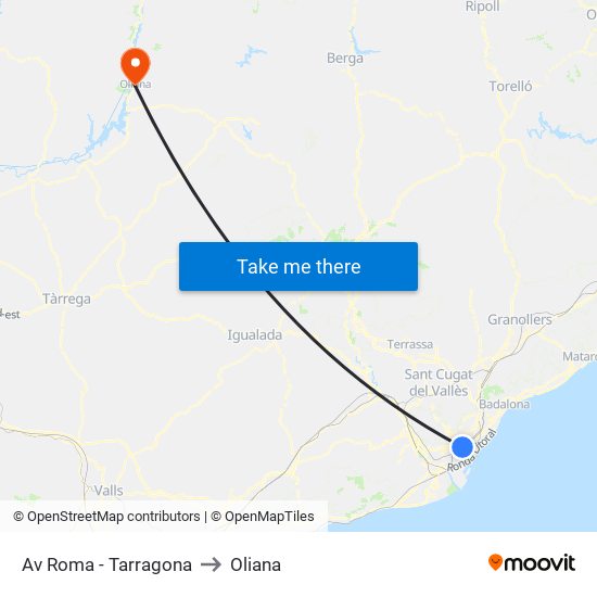 Av Roma - Tarragona to Oliana map