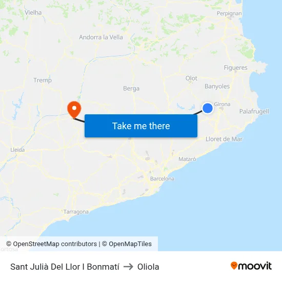 Sant Julià Del Llor I Bonmatí to Oliola map