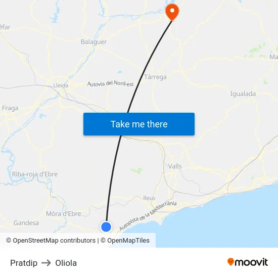 Pratdip to Oliola map