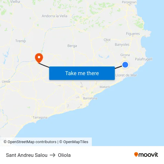 Sant Andreu Salou to Oliola map