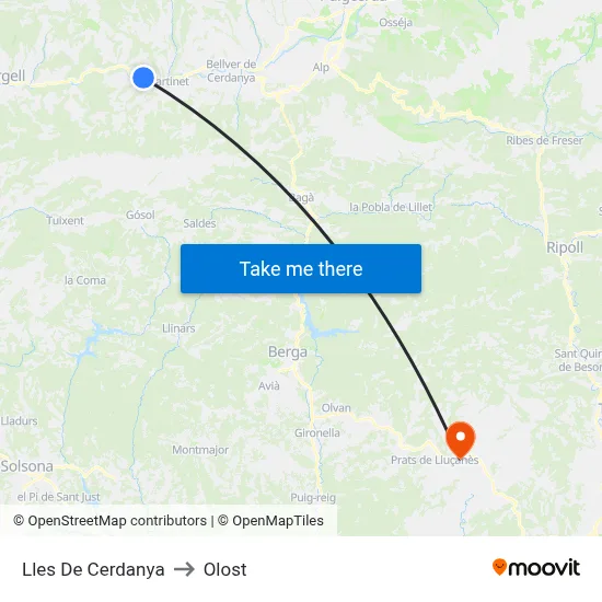 Lles De Cerdanya to Olost map