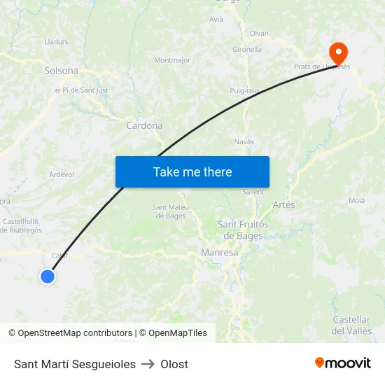 Sant Martí Sesgueioles to Olost map