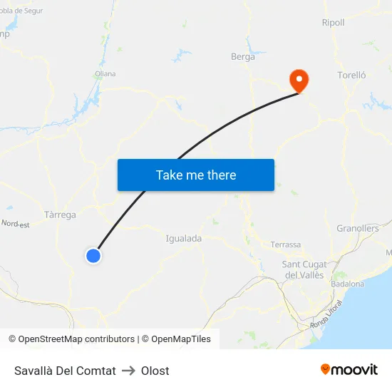 Savallà Del Comtat to Olost map