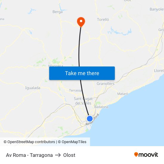 Av Roma - Tarragona to Olost map