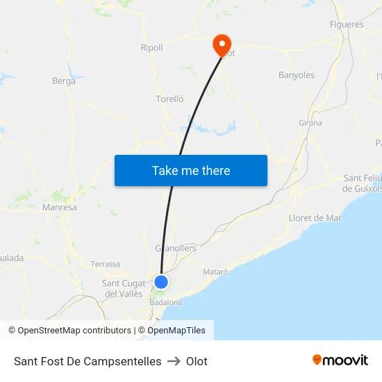 Sant Fost De Campsentelles to Olot map