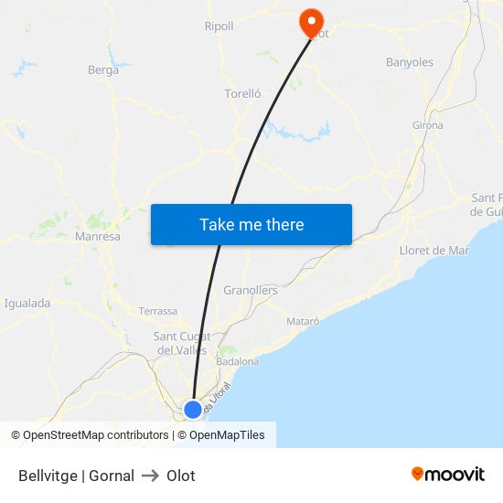 Bellvitge | Gornal to Olot map