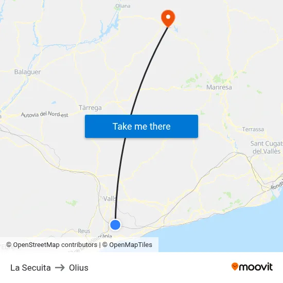 La Secuita to Olius map