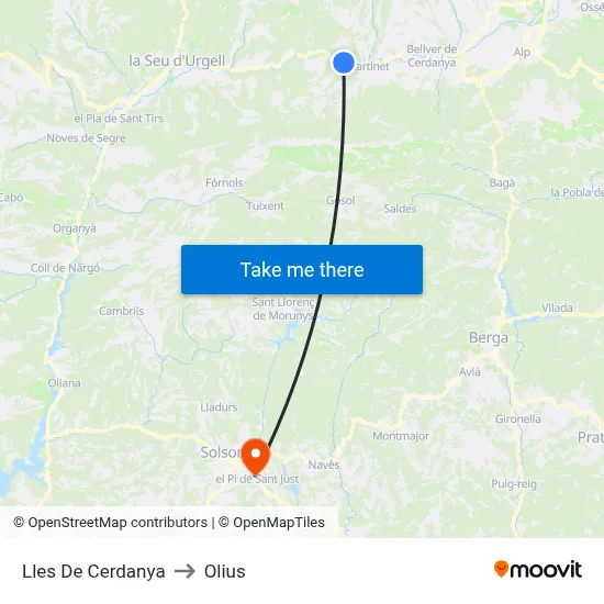 Lles De Cerdanya to Olius map