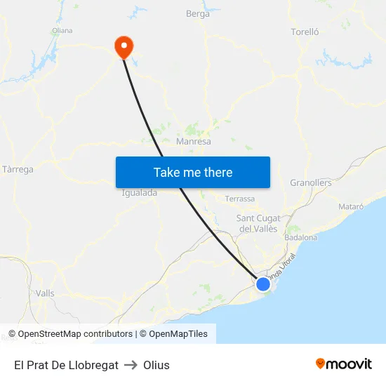 El Prat De Llobregat to Olius map