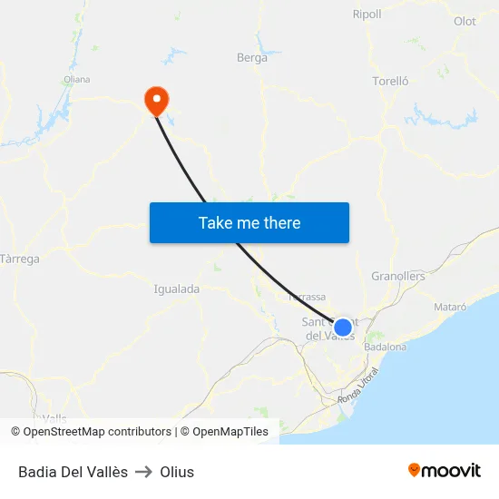 Badia Del Vallès to Olius map