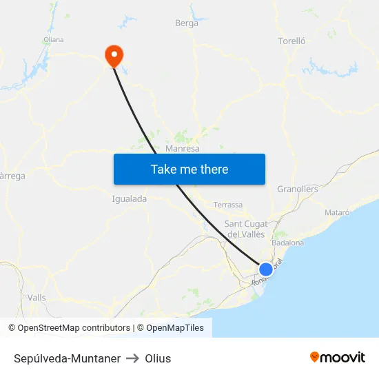 Sepúlveda-Muntaner to Olius map