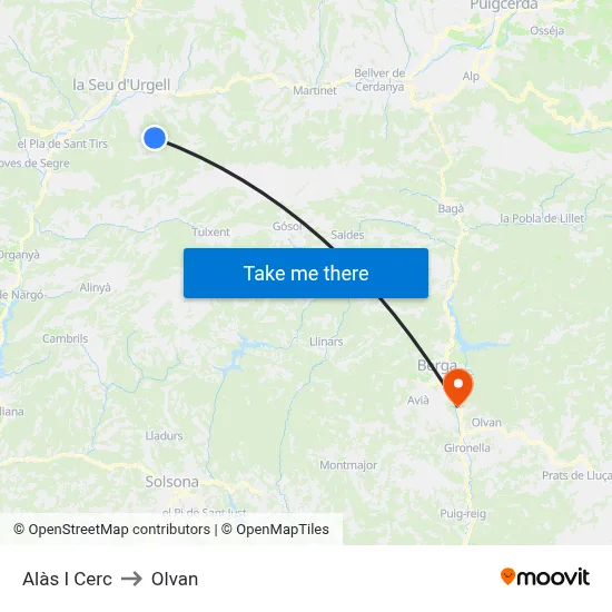 Alàs I Cerc to Olvan map
