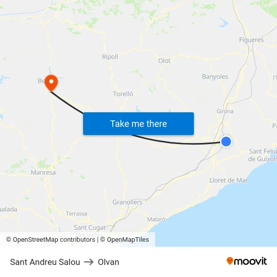Sant Andreu Salou to Olvan map