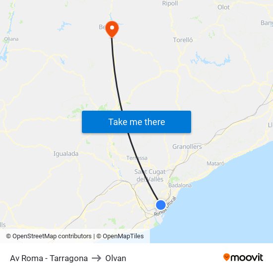 Av Roma - Tarragona to Olvan map