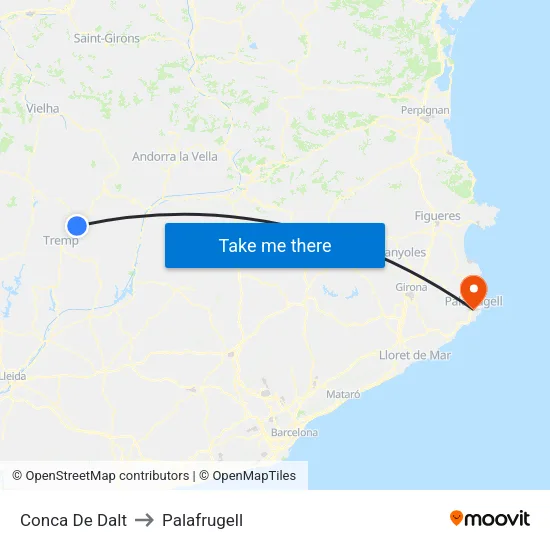 Conca De Dalt to Palafrugell map