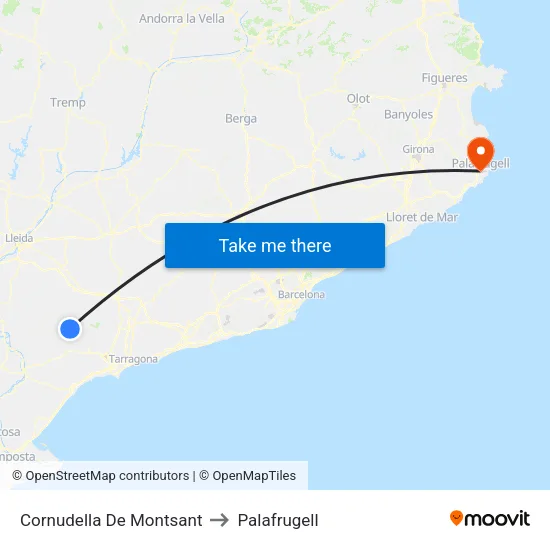 Cornudella De Montsant to Palafrugell map