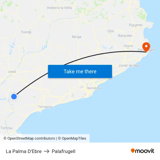 La Palma D'Ebre to Palafrugell map