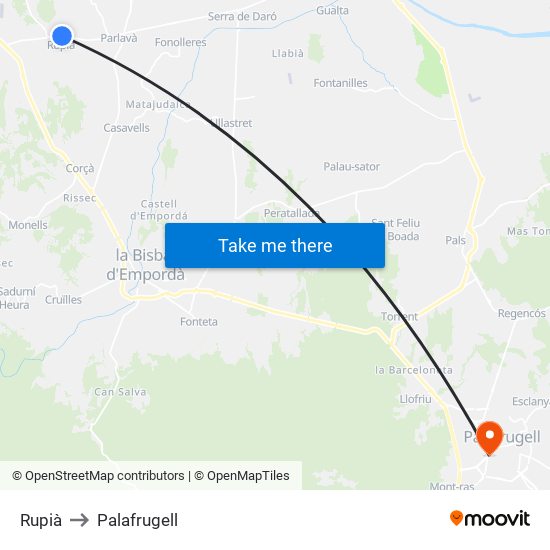 Rupià to Palafrugell map