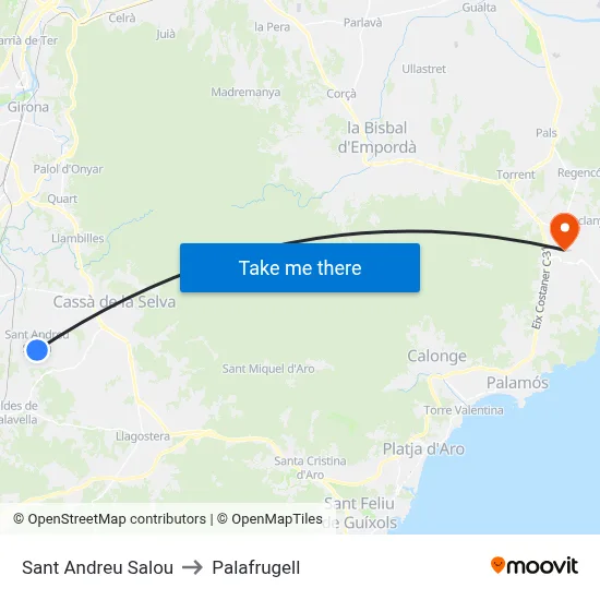 Sant Andreu Salou to Palafrugell map