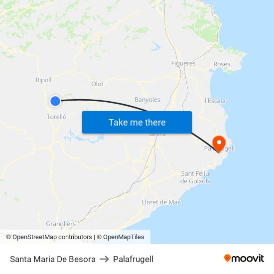Santa Maria De Besora to Palafrugell map