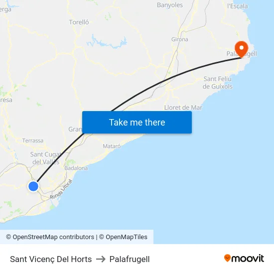 Sant Vicenç Del Horts to Palafrugell map