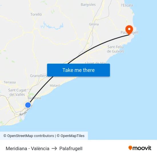 Meridiana - València to Palafrugell map