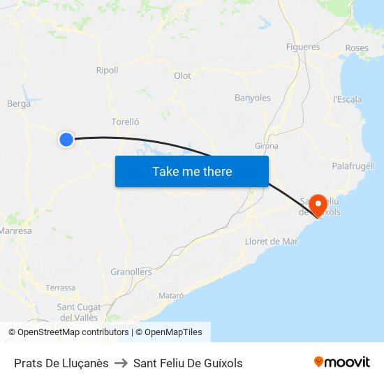 Prats De Lluçanès to Sant Feliu De Guíxols map