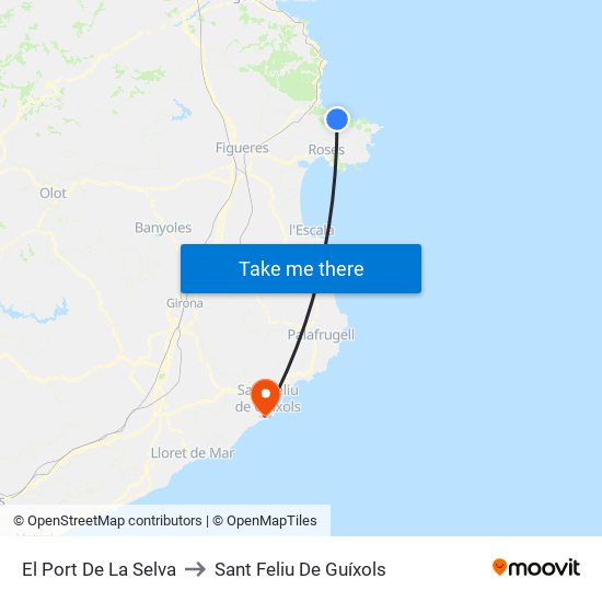 El Port De La Selva to Sant Feliu De Guíxols map