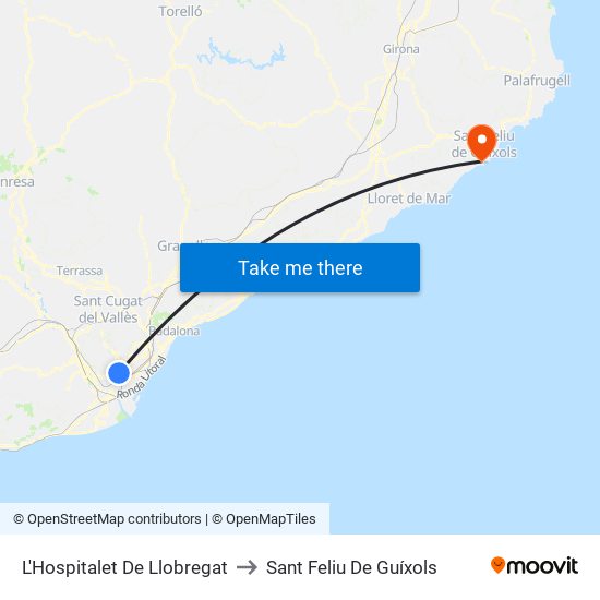 L'Hospitalet De Llobregat to Sant Feliu De Guíxols map