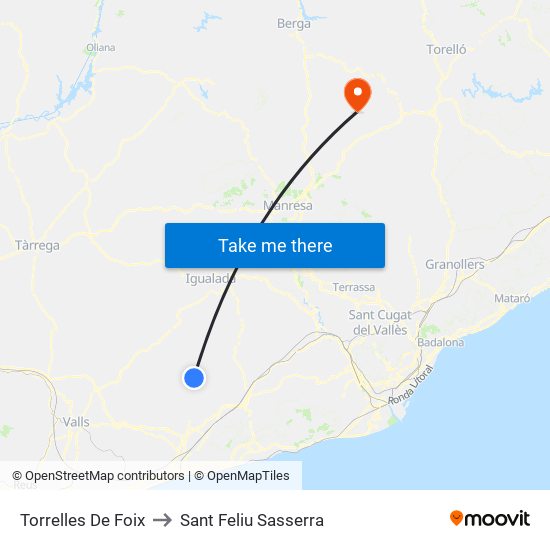 Torrelles De Foix to Sant Feliu Sasserra map