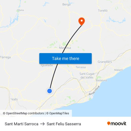 Sant Martí Sarroca to Sant Feliu Sasserra map