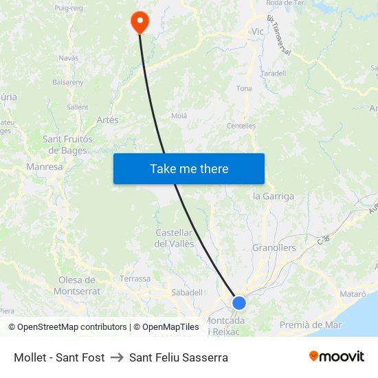 Mollet - Sant Fost to Sant Feliu Sasserra map