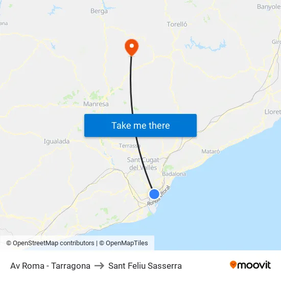 Av Roma - Tarragona to Sant Feliu Sasserra map