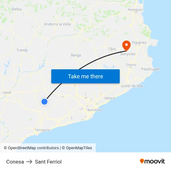 Conesa to Sant Ferriol map
