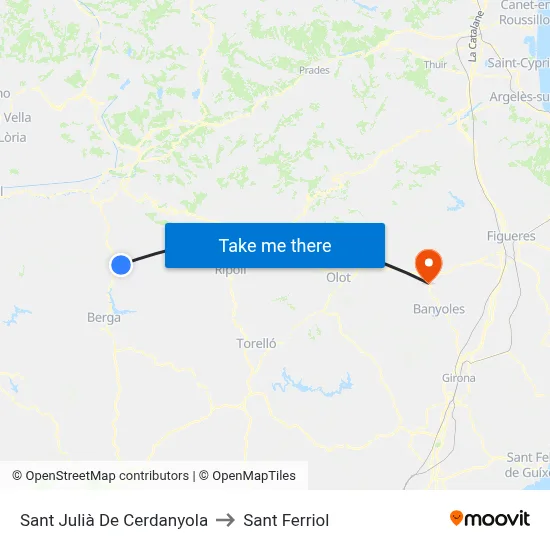 Sant Julià De Cerdanyola to Sant Ferriol map