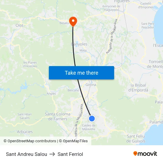 Sant Andreu Salou to Sant Ferriol map