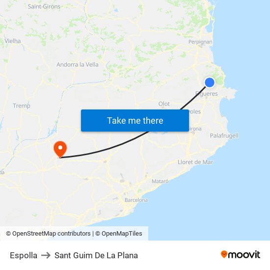 Espolla to Sant Guim De La Plana map