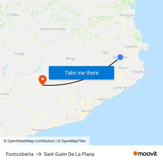 Fontcoberta to Sant Guim De La Plana map