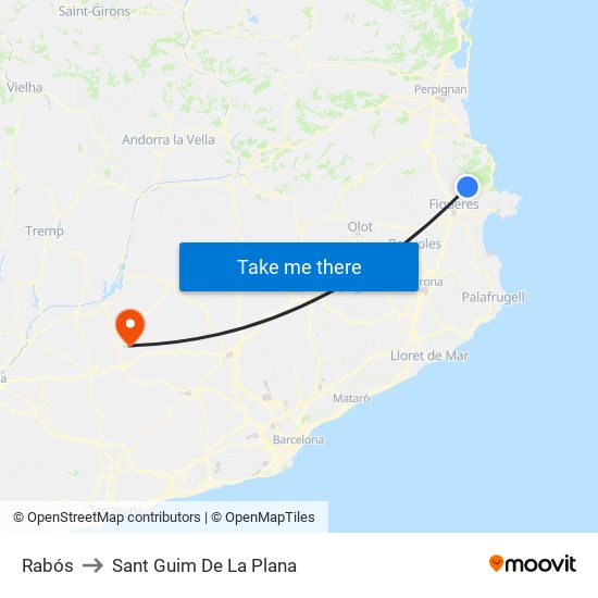Rabós to Sant Guim De La Plana map