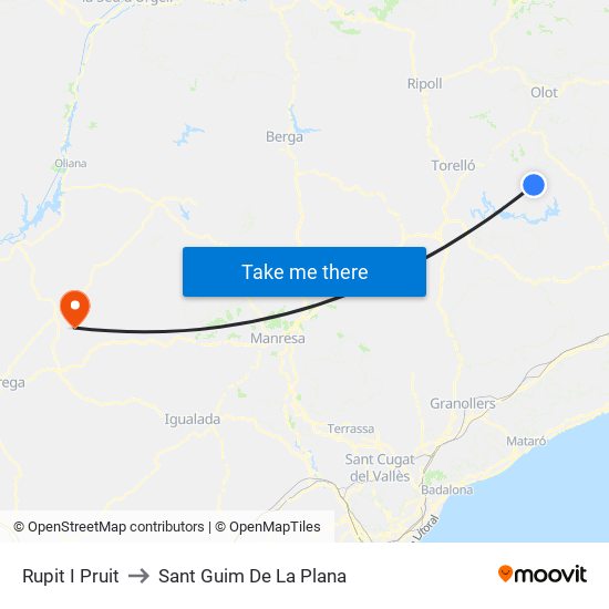 Rupit I Pruit to Sant Guim De La Plana map