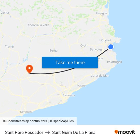Sant Pere Pescador to Sant Guim De La Plana map