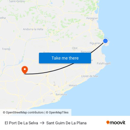 El Port De La Selva to Sant Guim De La Plana map