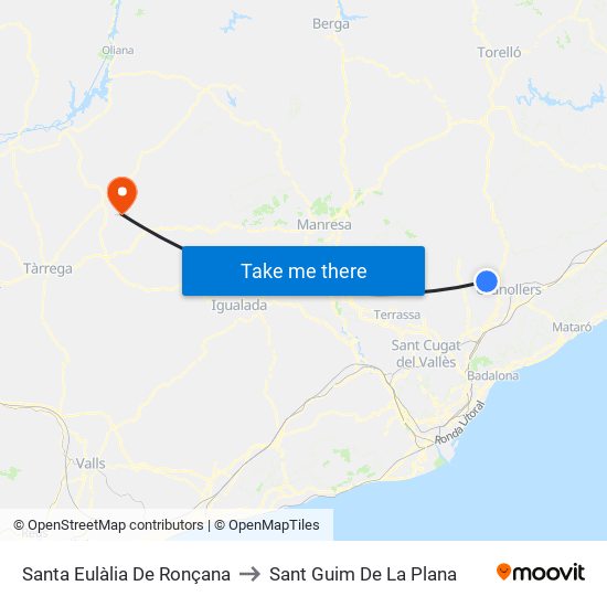 Santa Eulàlia De Ronçana to Sant Guim De La Plana map