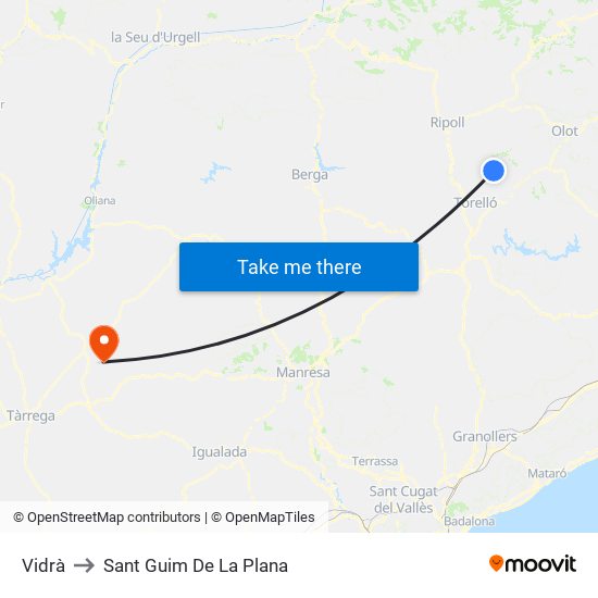 Vidrà to Sant Guim De La Plana map