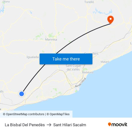 La Bisbal Del Penedès to Sant Hilari Sacalm map