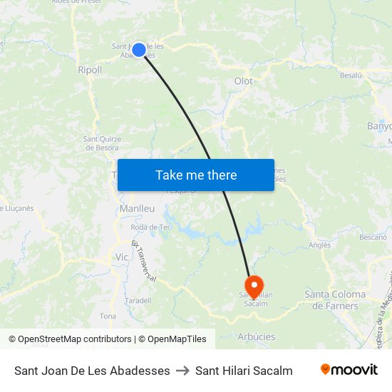 Sant Joan De Les Abadesses to Sant Hilari Sacalm map